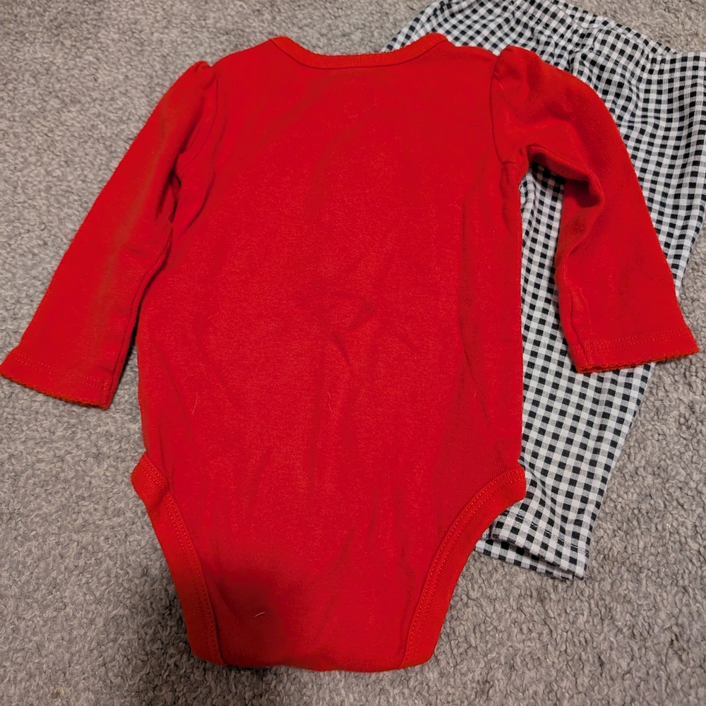Carter's Red Penguin Bodysuit with Checkered Pants - Picture 4 of 8